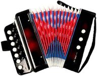 BORIYAM Mini Accordion Instrument, 10-Key Control Button, Christmas Performance & Family Music Educational Instrument (Black)