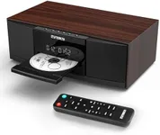Vintage Bluetooth Stereo System for Home, THINKYA 36W RMS Micro HiFi Systems CD Player Dual 3” Bass with Bluetooth Audio Streaming, FM Radio, USB Port, Aux-in, Remote Control(NO Clock & Alarm)
