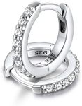 FaithHeart 925 Sterling Silver Cubic Zirconia Hoop Earrings for Women, Small Round CZ Huggie Hoop Earrings Lightweight Silver Earrings for Sensitive Ears 6/8/10mm