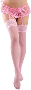 Dress Cici® Thigh High Boot Socks Lace Thigh High Socks Women's Exotic Hosiery, Pink, One Size