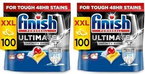 Finish Ultimate Infinity Shine Dishwasher Tablets bulk | Scent : Lemon | Size: 200 Dishwasher Tabs (100 tabs x 2) |Ultimate Clean and Shine