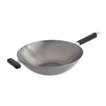 Joyce Chen 22-0060, Pro Chef Flat Bottom Wok Uncoated Carbon Steel, 14-inch