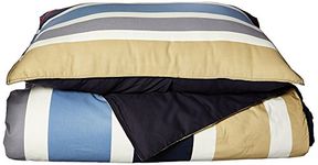 Nautica Cotton Reversible Bedding with Button Closure, Stylish Home Decor, Bradford Navy/Khaki, Full/Queen