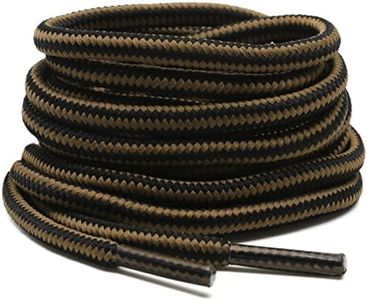 DELELE 2 Pair Rugged Wear Boot Laces Outdoor Hiking Shoelaces Round Rope Light Brown Black Striped Shoe Lace Boot Shoe Strings-27.56"