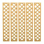 Selections Pack of 5 Wooden Framed Garden Trellis with Lattice Framework Fence Topper 180cm x 30cm