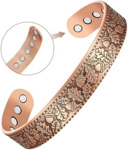 Feraco Copper Magnetic Bracelets for Men Women with Neodymium Magnets, Tree of Life Pattern, 99.99% Pure Solid Copper Cuff Bangle, Health Jewelry Gift, Medium, Metal, no gemstone