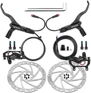 Hycline 4-Pistons Ebike Hydraulic Brake Set: Zoom H876E 2-PIN Power-Off Electric Bike Disc Brake Kit Included 180mm Rotors and Mounting Adapter