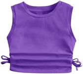 Milumia Girl's Ruched Knot Side Solid Round Neck Sleeveless Crop Tank Tops Red Violet 7Y