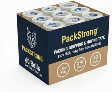 Packstrong Industrial Grade Clear Packing Tape 60 Rolls - 110 Yards per Roll - 3" Wide x 2.0 mil Thick, Acrylic Adhesive Heavy Duty Tape for Box Office Moving Packaging Shipping