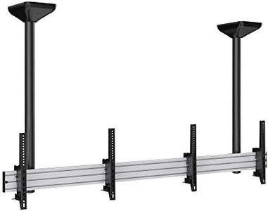 MOUNT-IT! Digital Signage Ceiling Mount for Two Screens, Fits 45” - 55” with Cable Management and Anti-Theft Locking Hole, Suitable for Commercial Application [42.5" Height]