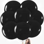 Prextex Black Giant Balloons - 8 Jumbo 36 Inch Black Balloons for Photo Shoot, Wedding, Baby Shower, Birthday Party and Event Decoration - Strong Latex Big Round Balloons - Helium Quality