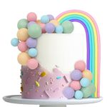 LARDUX 26 PCS Ball Cake Toppers - Mini Balloon Balls Pastel Rainbow DIY Baking Cupcake Cake Decorations for Birthday Baby Shower Macaron Unicorn Party