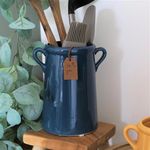 Blue Yellow Teal Utensils Holder Plant Pots Planters Home Decor Gifts Vases Flowers Display Holders (Large Teal Vase)