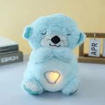 P SQUARE Breathing Sensory Sleep Glowing Music Lights Rhythmic Soft Teddy Toy (Blue)