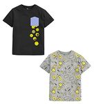 Real Basics Boys Regular Fit Tshirt(RB-BB-T-P2-34-(Smiley+Poc)_Multi-Coloured_3-4 Years)