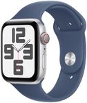 Apple Watch SE (2nd Gen) [GPS + Cellular 44mm] Smartwatch with Silver Aluminium Case with Denim Sport Band S/M. Fitness and Sleep Trackers, Crash Detection, Heart Rate Monitor, Retina Display