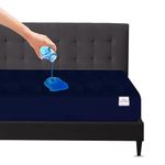 Mattress Protector Bamboo Waterproof Bed Topper - Queen Size 72" X 60" Skirting 2-10 Inch Dark Blue (215 GSM), Polycotton