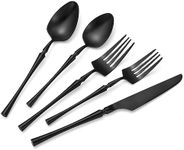 Lemeya 20 Piece Matte Black Silverware Set,18/10 Stainless Steel Flatware Set Service for 4,Unique Cutlery Set with Canton Tower Handle,Forks Spoons and Knives Set,Dishwasher Safe