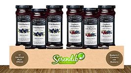 St. Dalfour 3 Pc. Wild Blueberry + 3 Pc. Cranberry with Blueberry Fruit Spread | 284g Each | Old French Recipe | Made with Only Fruit Juice Concentrate5060464665974