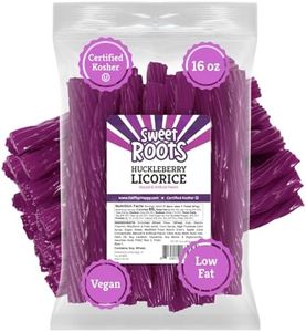 Sweet Roots Huckleberry Licorice Twists – 1 Bag (16 oz) – Jumbo Size Licorice Sticks | Made with Real Fruit Juice Concentrate | Vegan, Fat Free, Kosher | Soft Gourmet Licorice Candy