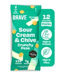 BRAVE Crunchy Peas: Sour Cream and Chive - Delicious Healthy Snacks - Vegan - High in Plant Protein & Fibre - Low Calorie - Plant-Based - No Sugar - Box of 12 Packs (35g Each)