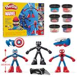 Play-Doh Marvel Hero Adventure Playset, 3 Marvel Action Figures with Wearable Tools, Imagination Toys for Boys and Girls Ages 4 and Up