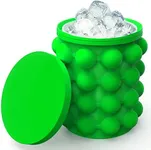 ALLADINBOX Ice Cube Mold Ice Trays, Large Silicone Ice Bucket, (2 in 1) Ice Cube Maker, Round,Portable (Green)