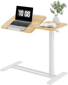 SANODESK Small Rolling Overbed Table Adjustable Height with Wheels, Mobile Laptop Desk with Tilting Desktop, Portable Computer Workstation for Home Office, Classroom, Bedside, Maple