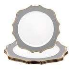 Koyal Wholesale Modern Scallop Charger Plates, 4-Pack French Style Decor, Ornate Charger Plates, Rustic Farm Table Decor (Gray)