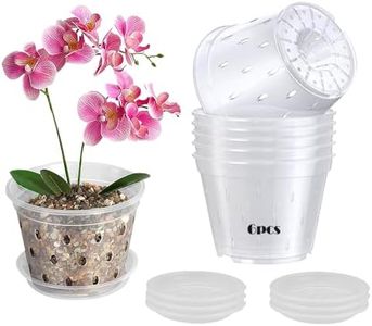 6PCS Clear Orchid Pots 5.5 Inch, Orchid Pots with Holes and Saucers,Orchid Pot for Repotting,Transparent Orchid pots with Holes and Saucers