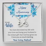 FABUNORA 925 Sterling Silver Chain Pendant & Infinity Necklace Marriage Anniversary Gift For Wife, Pendant For Wife With Message Card White Gold Finish