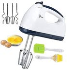 T TOPLINE 260 W Hand Mixer for Egg Beater and Food Blender,Hand Blender,Cake maker,Hand mixer, Beater Cream Mix with 7 Speed Handheld Processor (White) with spatula and oil brush