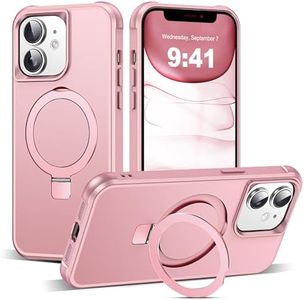 SKYLMW Compatible with iPhone 11 Case with Invisible Magnetic O-Ring Stand Military-Grade Case for iPhone 11 6.1" [Compatible with Mag-Safe][Great Grip Feeling], Rose Gold