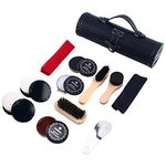 Homend Shoe Care Kit - Leather Shoe Polish Kit with Travel Case- 11-Piece Shoe Care Set for Shine, Cleaning - Includes Shoe Brushes, Polishing Cloths, Shoe Wax and Metal Shoe Horn