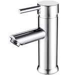 kisimixer Basin Tap Mixers Bathroom Sink Tap, Single Lever Hot and Cold Basin Mixer Tap with UK Standard Hoses, Modern Taps for Bathroom, Solid Brass, Chrome