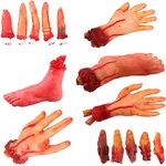 Sonarun 15 Pack Halloween Dummy Scary Bloody Corpse Body Parts Fake Horror Severed Hands Feet Fingers Broken Limbs for Halloween Haunted House Vampire Zombie Party Decorations Favors