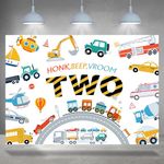 Rsuuinu Transportation Theme 2nd Birthday Backdrop for Kids Boys Train Planes Car Sailboat Photography Background Second Birthday Two Years Old Party Decoration Supplies Banner Photo Booth Props 7x5ft