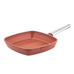 Westinghouse Performance Series WCFP0095G28OR Induction Grill Pan - 28 cm Steak Pan Cool Touch Stainless Steel Handle - Red