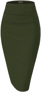 Hybrid & Company Women's Premium Nylon Ponte Stretch High Waist Pencil Suit Skirt Below Knee KSK45002 1073T NW Olive 3X