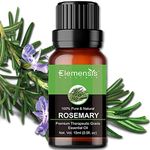 Elemensis Naturals Pure Rosemary Essential oil for hair growth, good vibes, Face & skin, Natural Therapeutic Grade rosemary oil, 15ml