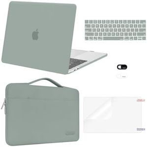 MOSISO Compatible with MacBook Pro 13 inch Case M2 2023, 2022, 2021-2016 A2338 M1 A2251 A2289 A2159 A1989 A1708 A1706, Plastic Hard Case&Bag&Keyboard Skin&Webcam Cover&Screen Protector, Antique Green
