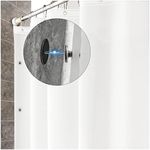 Arayarser Non-Toxic White Shower Curtain Liner with Magnetic Splash Clips for Leak Guard & 5 Bottom Magnets, PVC & BPA Free, Lightweight, 72x72, White