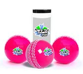 jaspo T20 Plus Practice Cricket Balls (Pack of 3) for Indoor & Outdoor Play,Weight 125-1 30 GMS, Colour Pink, Synthetic Rubber Material