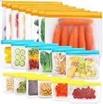 20 Pack Reusable Freezer Bags, BPA Free Reusable Sandwich Lunch Bags, Extra-thick Leakproof Bags Freezer Safe Food Storage Bags For Marinate Meats Fruits Veggies Make-Up Toiletries