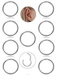 Subiceto 9 Pcs Stainless Steel 16g Cartilage Hoop Earrings for Men Women Nose Hoop Ring Helix Septum Conch Daith Lip Tragus Piercing Jewelry … (D:Silver-Tone,10mm)