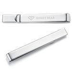 HONEY BEAR Mens Tie Clip Bar - Normal Size Stainless Steel for Business Wedding Gift,5.4cm (Shinny Silver)