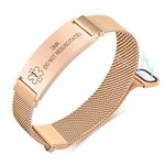 VNOX Medical Alert Id Bracelet for Men Women, Custom Engraving Adjustable Stainless Steel Customizable Mesh Emergency Survival Medic Bracelets Wristband Loop Band with Replacement Tag, no gemstone