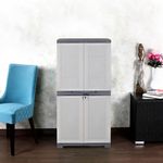 Cello Novelty Big Plastic Cupboard with 3 Shelves, White & Grey | Storage Cupboard | Clothes Organizer | Almirah, Almari, Wardrobe for Kids, Home, Kitchen | 3 Years Warranty - Manufacturing defect