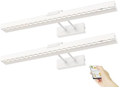 PESUTEN Picture Light Battery Operated, 16in Wireless Art Light for Paintings CCT Dimmable Recharging Battery Picture Light with Remote Control for Gallery Dartboard Art Bedroom Bathroom 2pcs White
