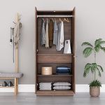 Wakefit Wardrobe | 1 Year Warranty | Almirah, Cupboard for Clothes, Wooden Almirah for Clothes, Diwali Gifts, Gingham 2 Door with Mirror, 1 Drawer & 1 Hanging Space, 18MM Panels (Columbian Walnut)